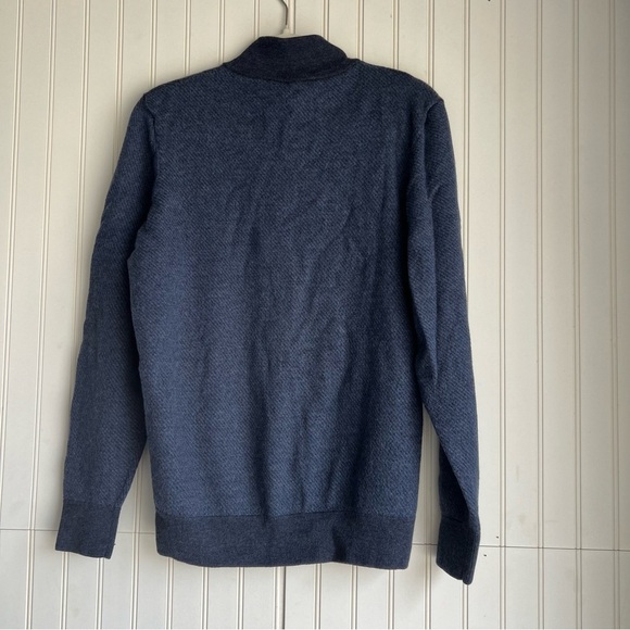 Vineyard Vines Men Size L Boathouse Tipping 1/4 Zip Merino Wool  Blue Sweater - Picture 7 of 7